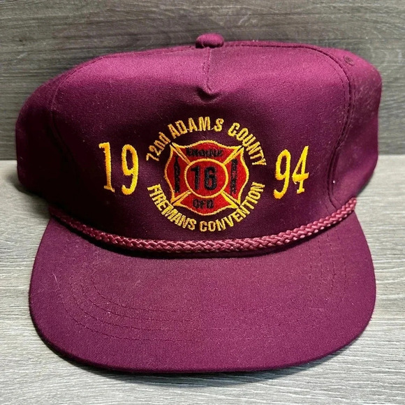 Vintage 1994 PA Firefighter Captain Trucker Hat Cap NOS Snapback Rope Chief - Picture 1 of 6